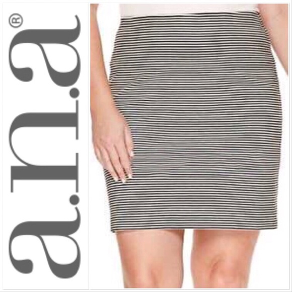 Perfect w/Boots! A.N.A Ponte Striped Pencil Skirt - Picture 2 of 8